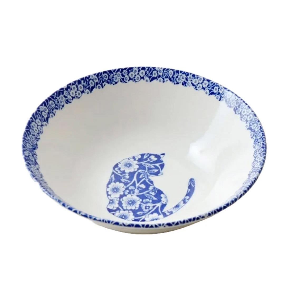 Burleigh Blue Calico Cat Cereal Bowl 16cm